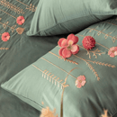Floral & Stripe Embroidery Duvet Set – Elegant Bedding for Bedroom - myhomestore.com.pk