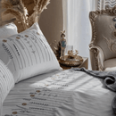 Floral & Stripe Embroidery Duvet Set – Elegant Bedding for Bedroom - myhomestore.com.pk
