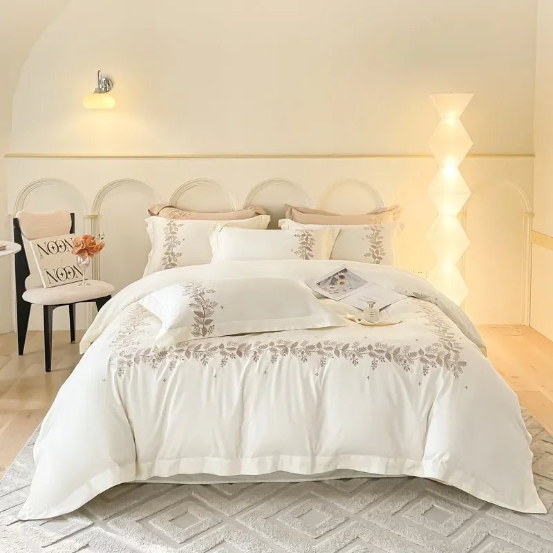 Floral Vine Embroidery Duvet Set - myhomestore.com.pk