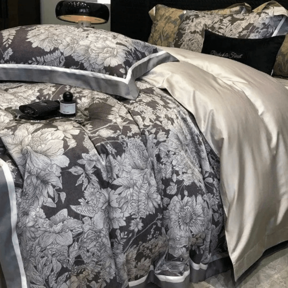 Flowers Leaves Soft Fabric Printed Bedding Duvet Set - myhomestore.com.pk