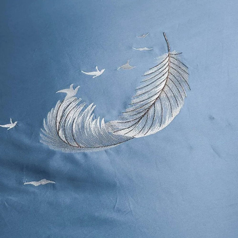 Flying Feather Embroidery Duvet Set - myhomestore.com.pk
