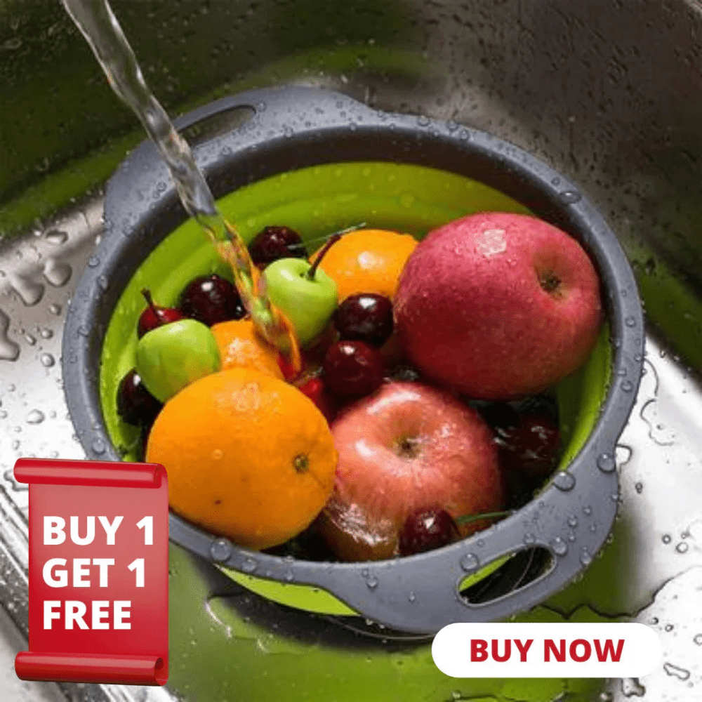 Foldable Drain Basket Plastic Fruit Basket Filter - myhomestore.com.pk
