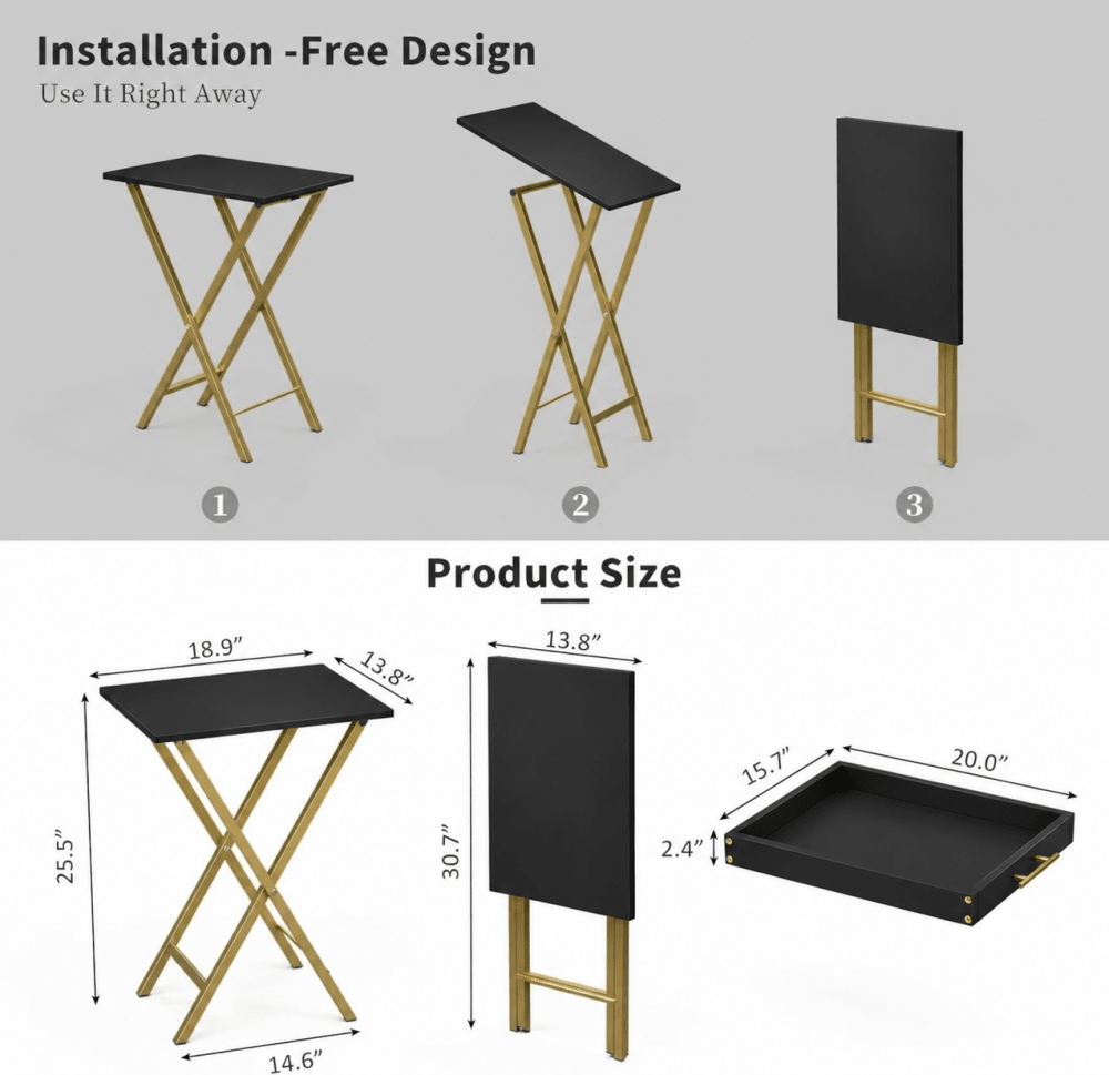 Folding Table with Removable Serving Tray - myhomestore.com.pk