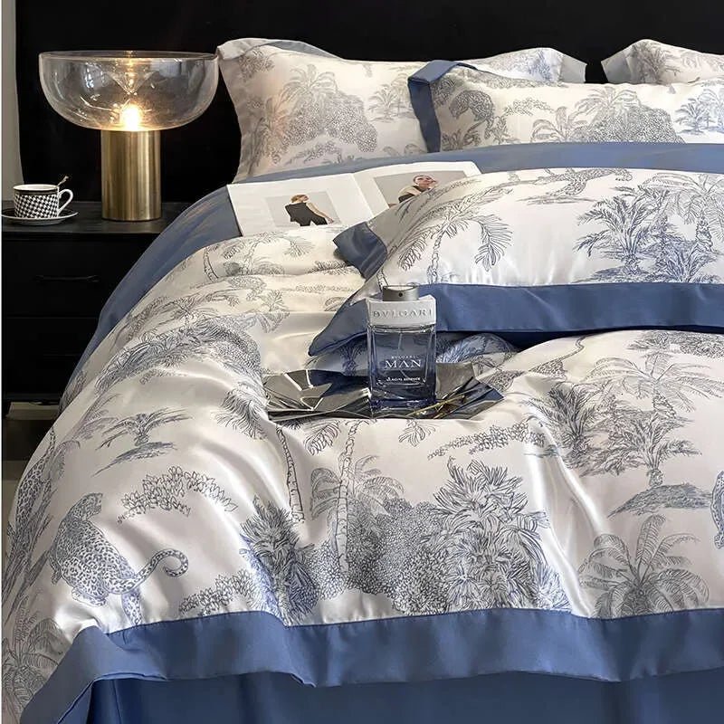 Forest Plants Leopard Printed Duvet Set - myhomestore.com.pk