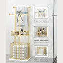 Free Standing Towel Rack with Laundry Hamper Basket Metal Towel Stand - myhomestore.com.pk