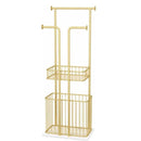 Free Standing Towel Rack with Laundry Hamper Basket Metal Towel Stand - myhomestore.com.pk
