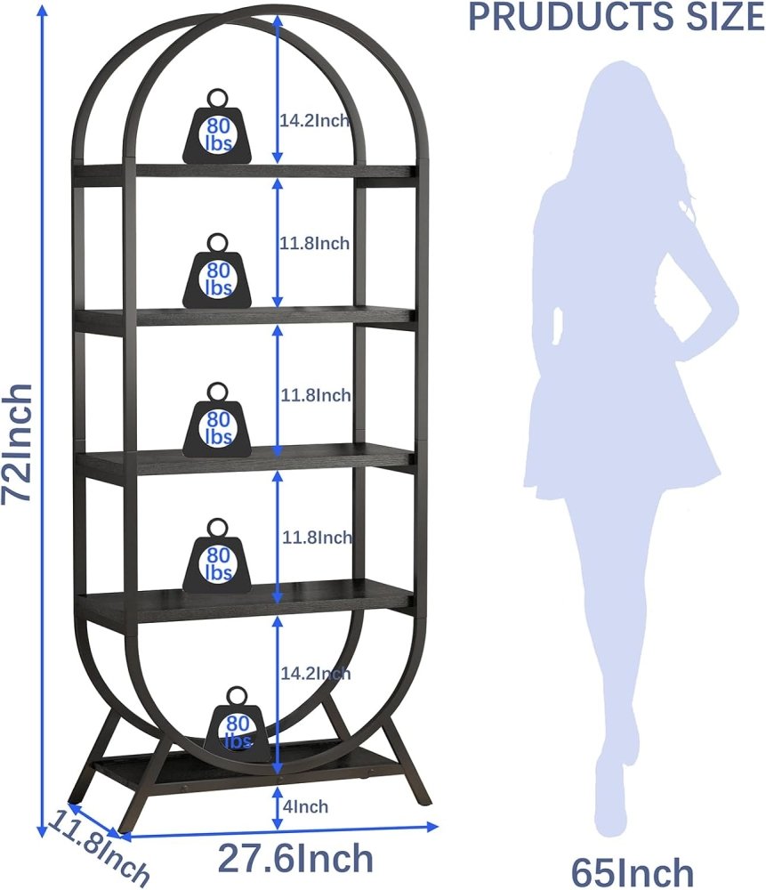 Freestanding Bookcase with Metal Frame In Black - myhomestore.com.pk