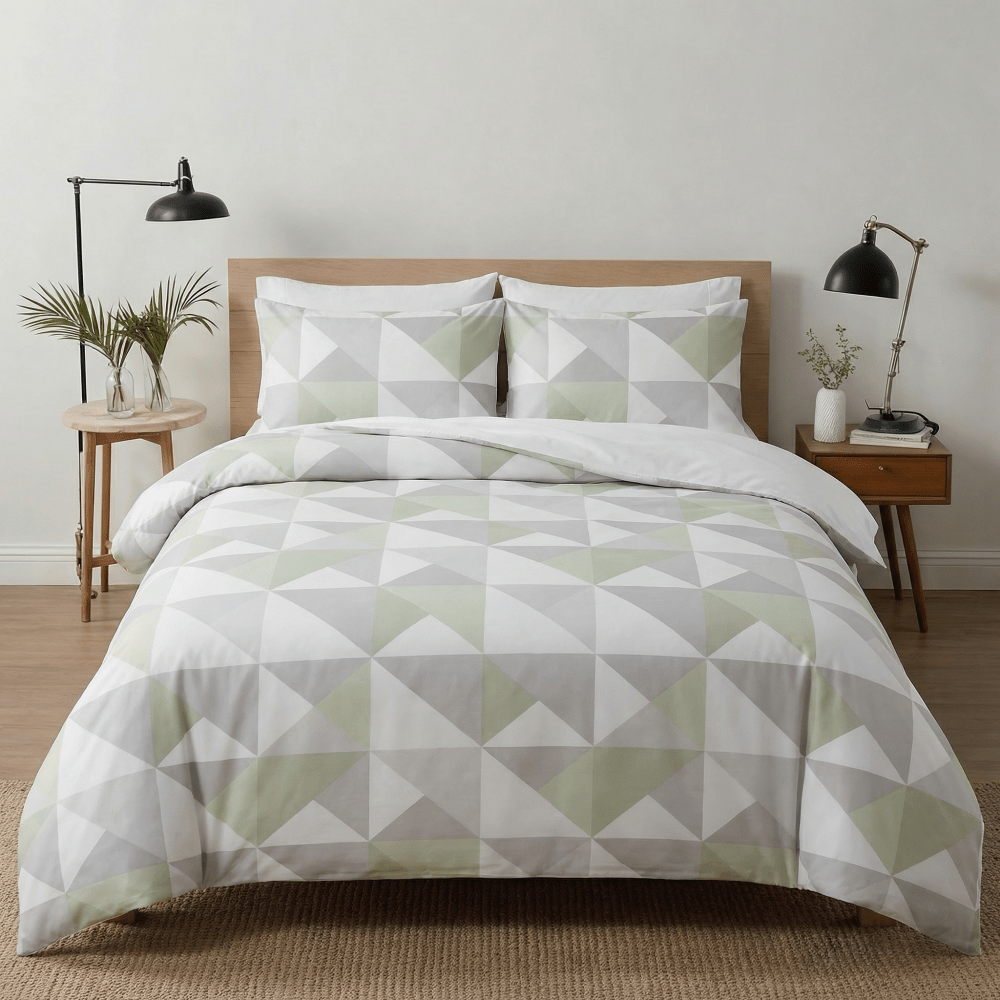 Geometric Sage Print Bedsheet – King Size - myhomestore.com.pk