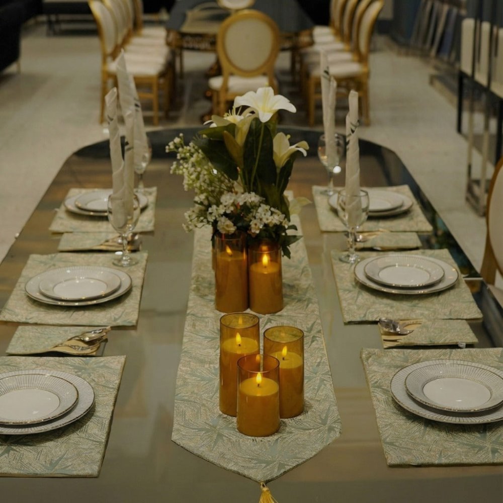 Gold Accents & Gentle Light Table Placemat Set - myhomestore.com.pk