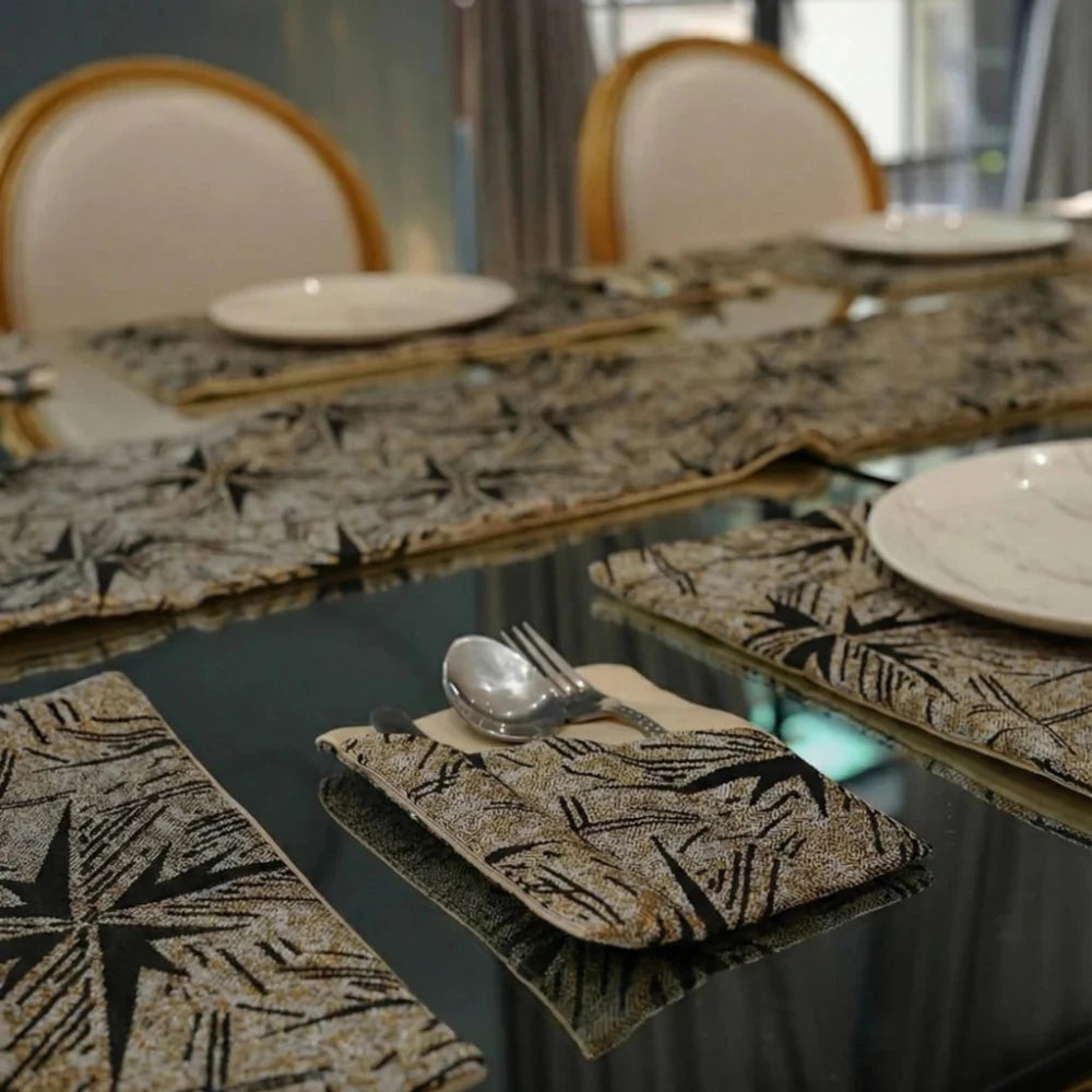 Gold - Threaded Elegance Table Placemat Set - myhomestore.com.pk