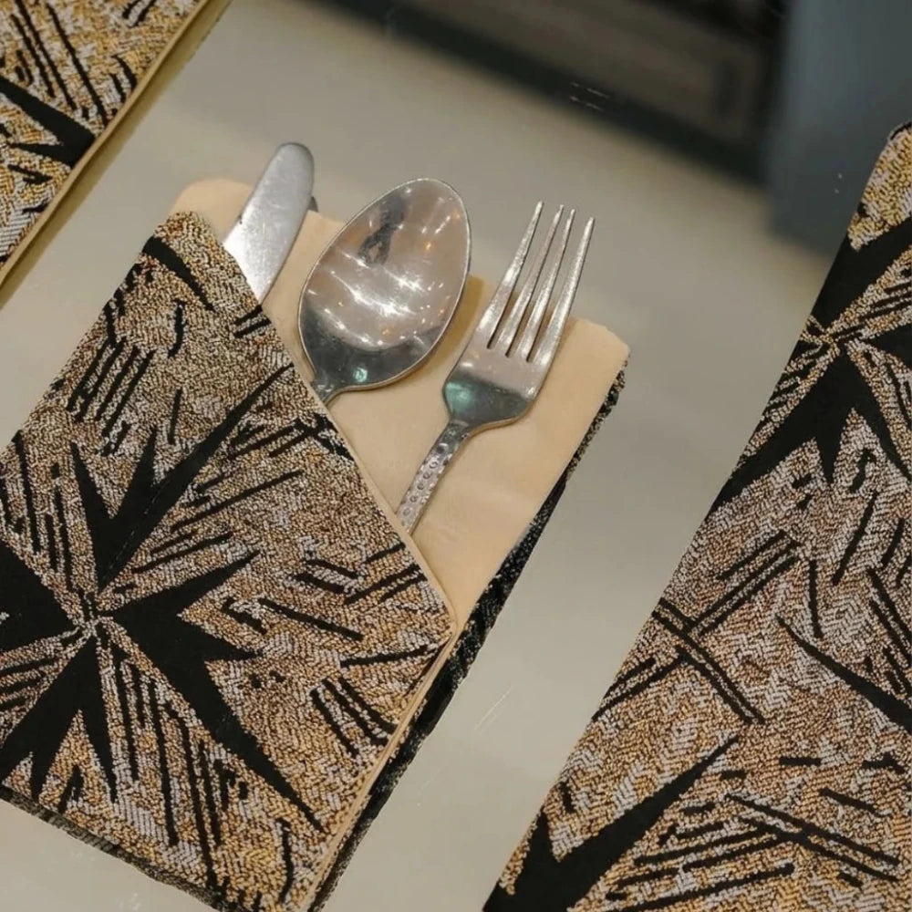 Gold - Threaded Elegance Table Placemat Set - myhomestore.com.pk