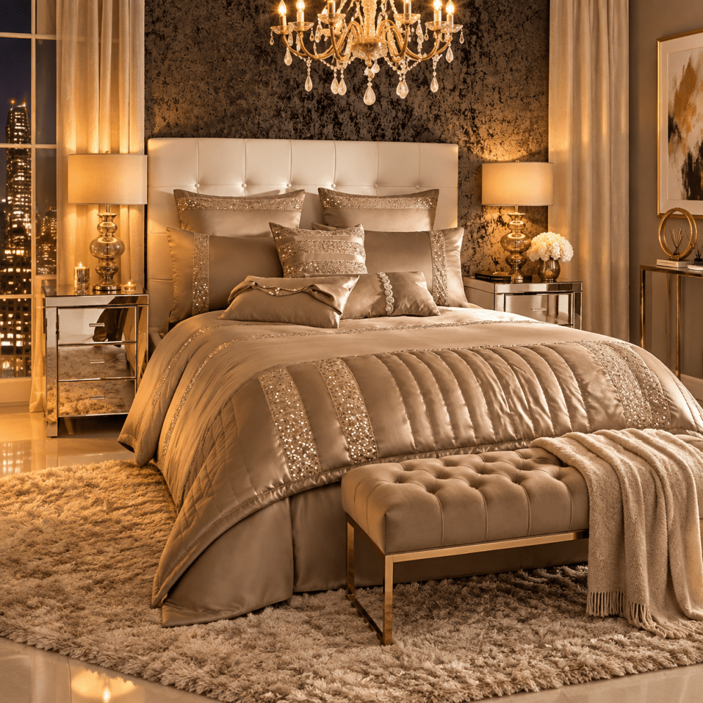 Golden Bridal Bedding Duvet Set with Filling - myhomestore.com.pk