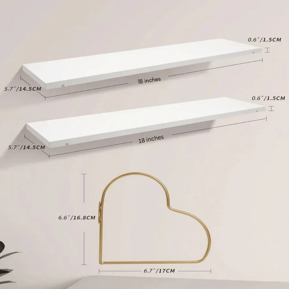 Golden Heart Floating Shelves (single) - myhomestore.com.pk