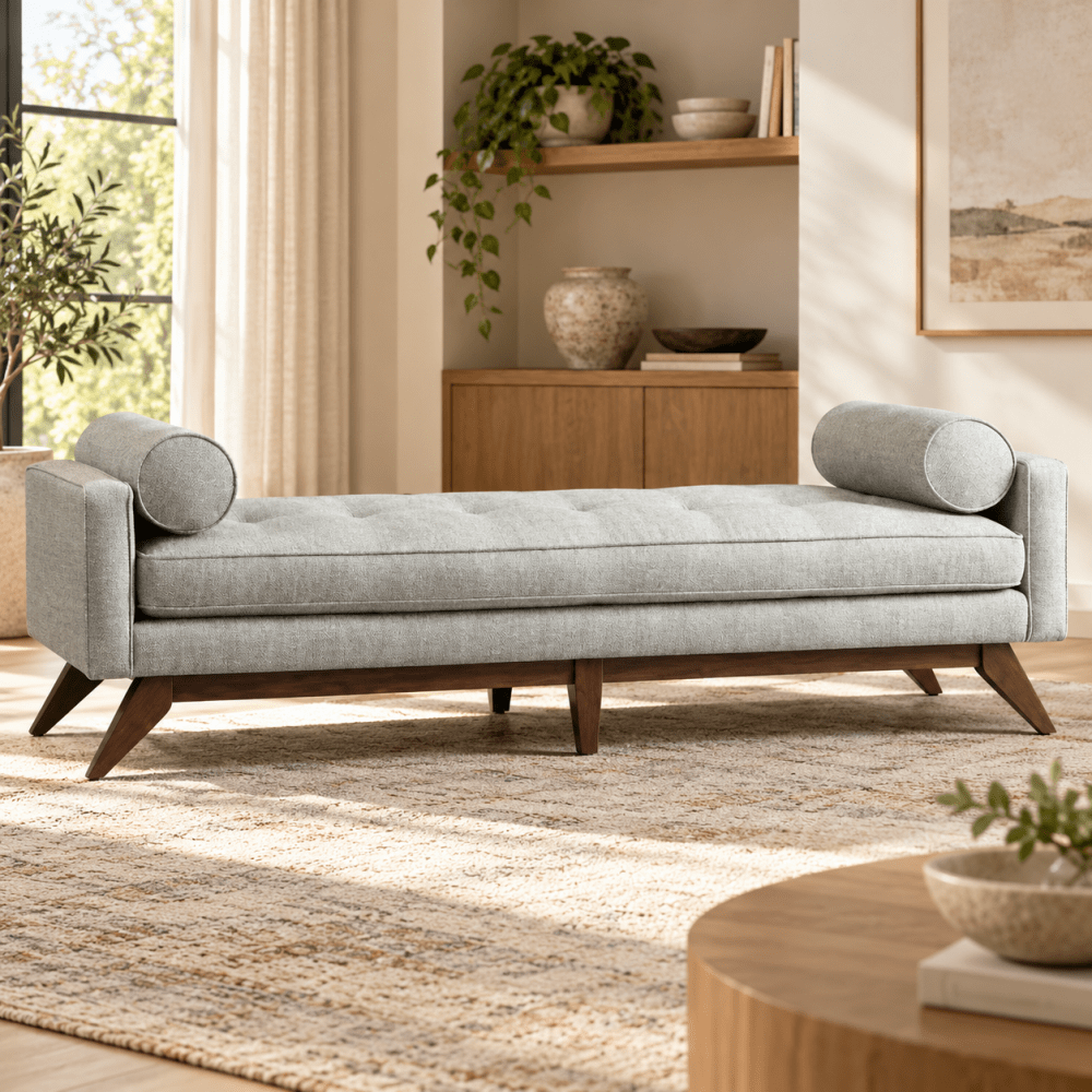 Gray Button Tufted Bench - myhomestore.com.pk