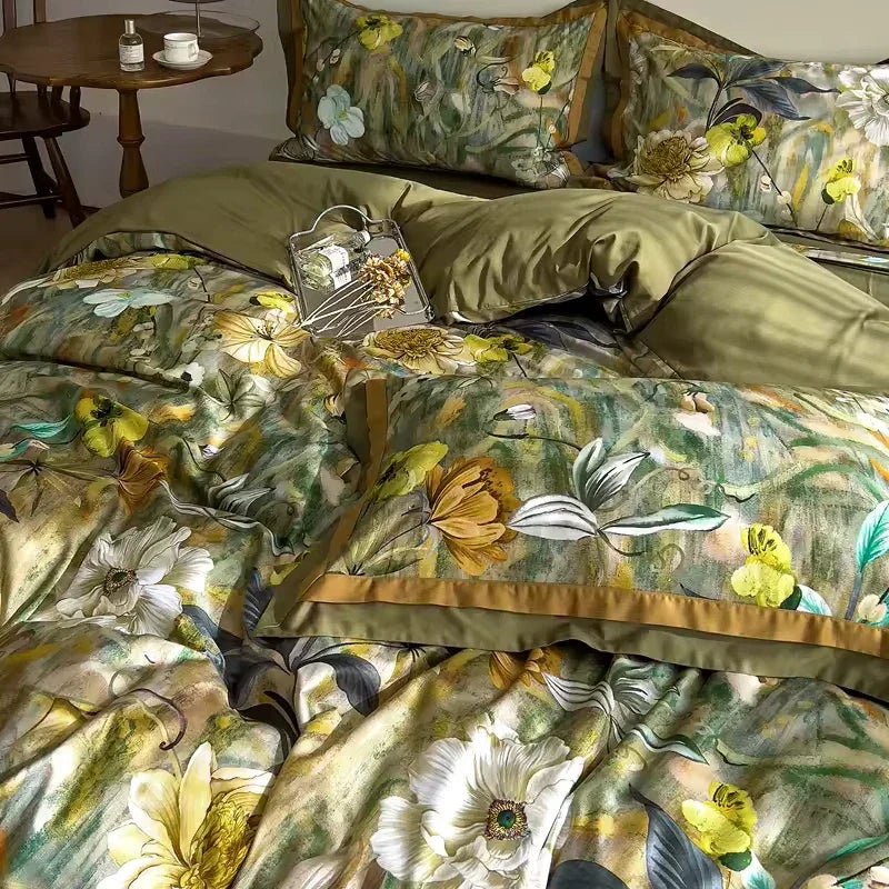 Green Cedar Printed Bedding Duvet Set - Luxury Comfort & Style - myhomestore.com.pk