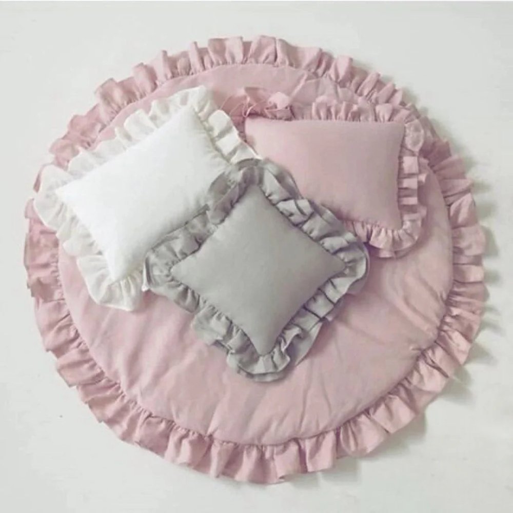 Grey Frill Baby Mat & Pillows - myhomestore.com.pk