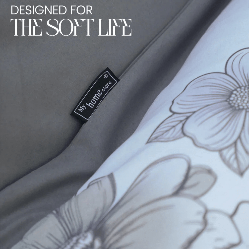 Grey Printed Duvet Set - myhomestore.com.pk