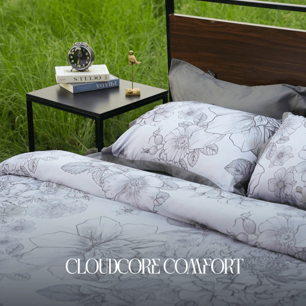 Grey Printed Duvet Set - myhomestore.com.pk