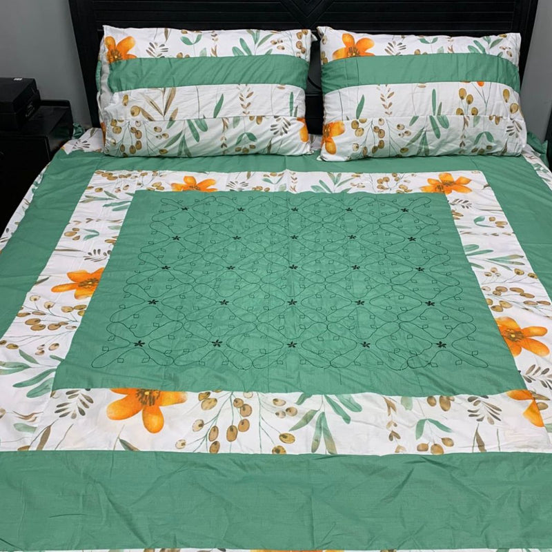 Embroidered Patch Work Bed Sheet