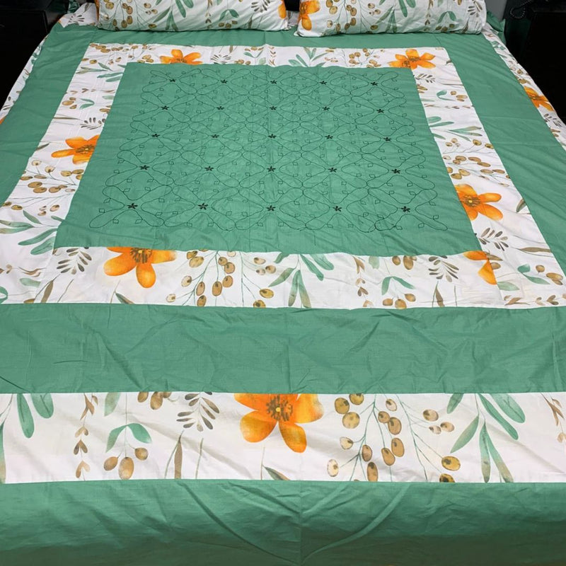 Embroidered Patch Work Bed Sheet