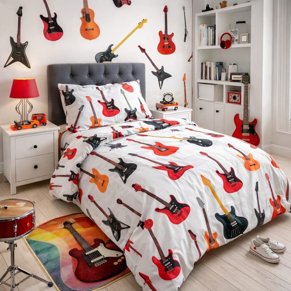 Guitar Lovers'Theme Kids Bed - Sheet - myhomestore.com.pk
