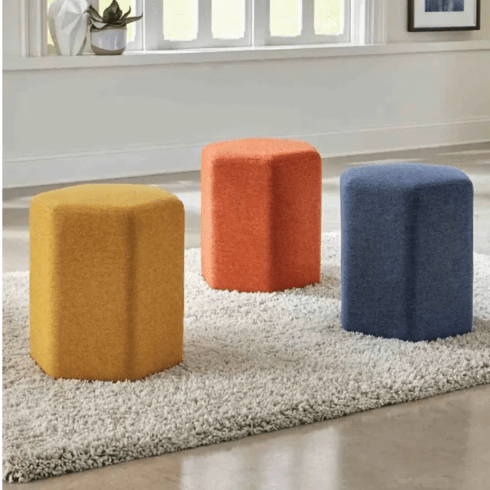 Hexagonal Upholstered Stool - myhomestore.com.pk