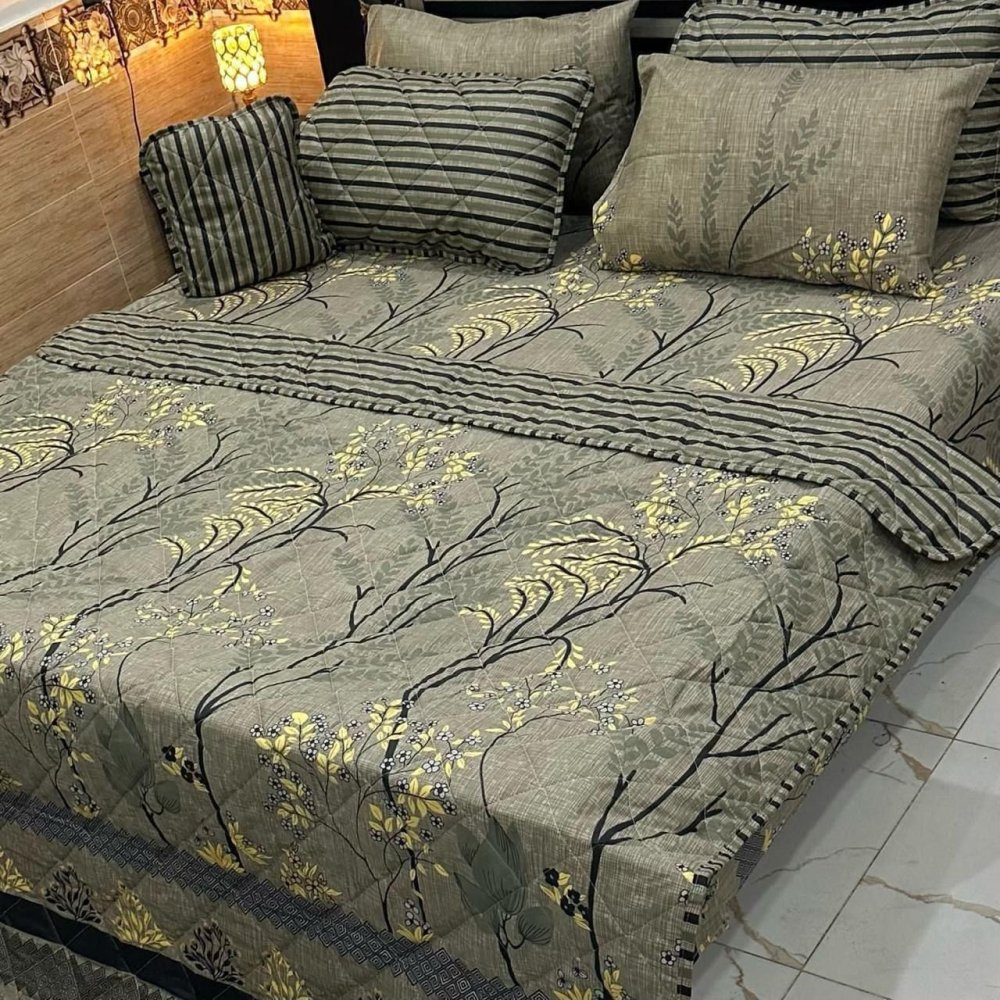 High - Quality Printed Bedspread with Pillow Covers – 7 Pcs - myhomestore.com.pk
