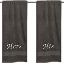 His & Hers Embroidered Cotton Bath Towels - myhomestore.com.pk