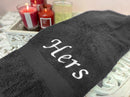 His & Hers Embroidered Cotton Bath Towels - myhomestore.com.pk