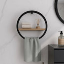 Round Towel Rack with Shelf  , Wall Mounted Bathroom Organizer