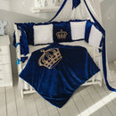 Baby Cot Set( Prince Crown White with Blue) - myhomestore.com.pk