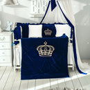 Baby Cot Set( Prince Crown White with Blue) - myhomestore.com.pk