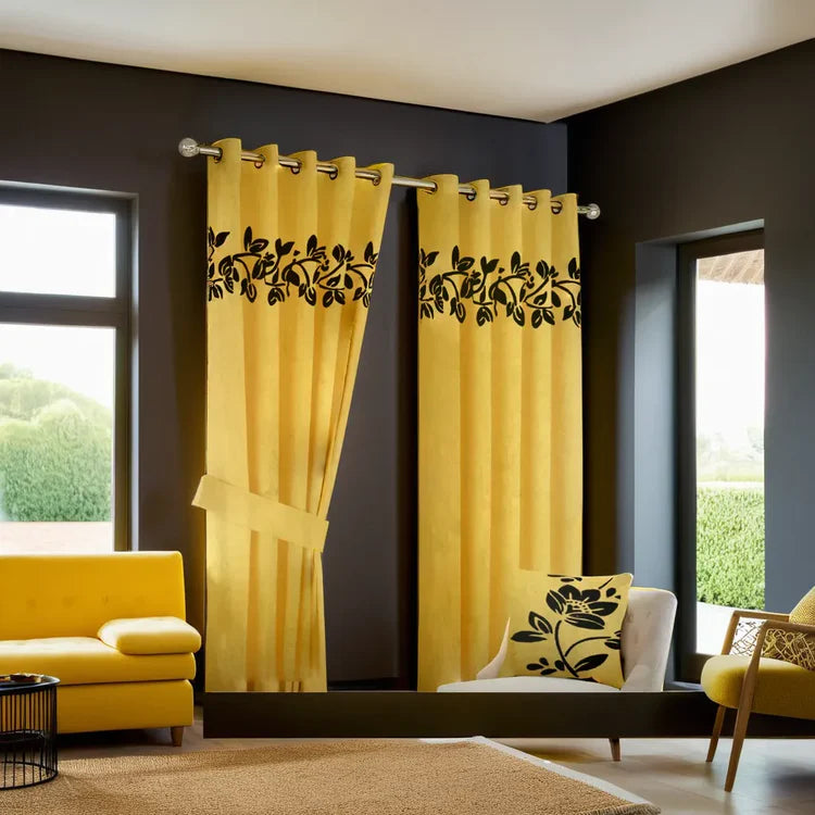 Premium Lasercut Velvet Floral Pattern Curtains – Luxurious Drapes
