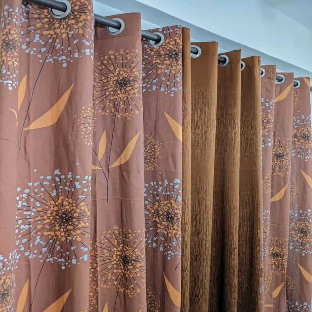 Indigo Bloom Cotton Duck Curtains - myhomestore.com.pk