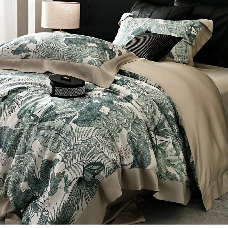 Isadora Palm Digital Print Duvet Set - myhomestore.com.pk