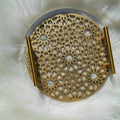 Islamic Pattern Wooden Sweets Tray With Acrylic Top - Gold/Silver - myhomestore.com.pk