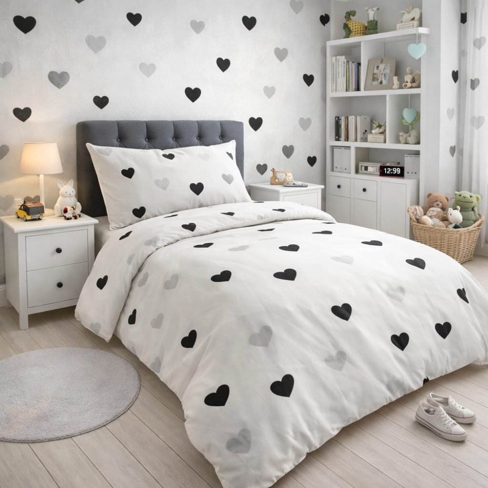 Kids Heart Print Bed - sheet - myhomestore.com.pk