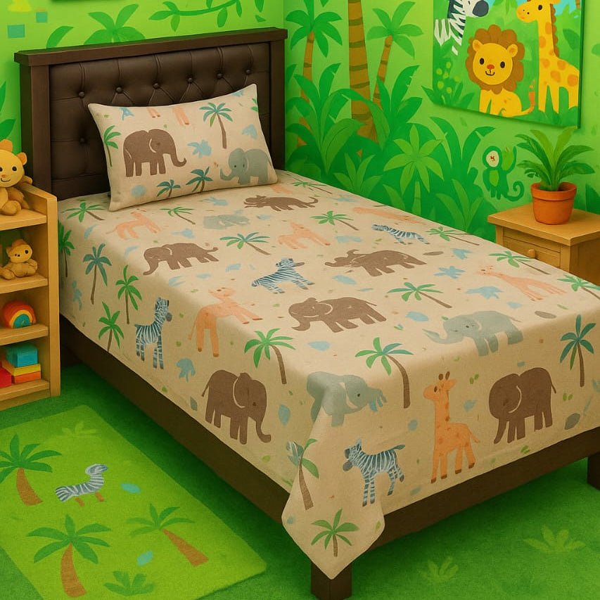 Kids Safari Animal Printed Bed - sheet - myhomestore.com.pk