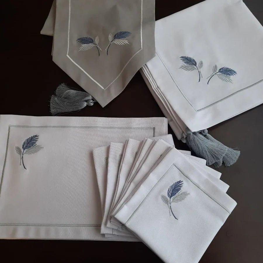 Leafy Embroidered Table Runner Set - myhomestore.com.pk