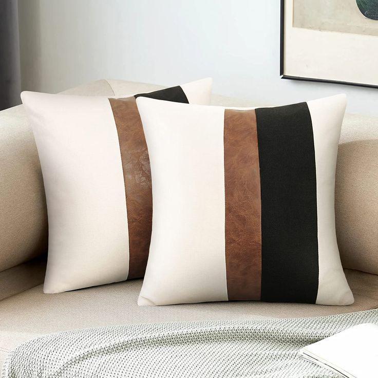 Leather Ticking Stripe Cushion - myhomestore.com.pk