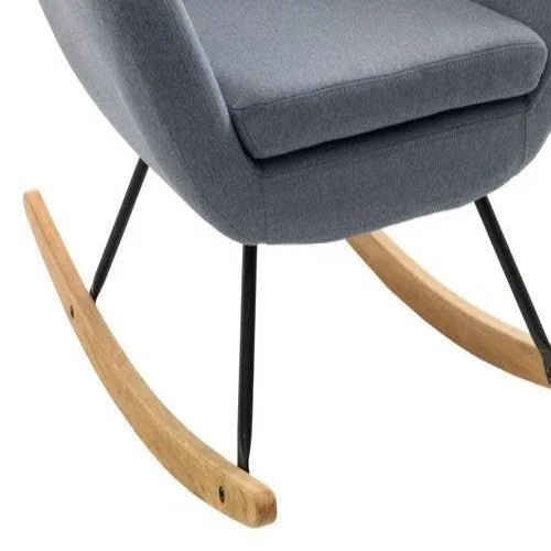 Light Blue Rocking Chair – Comfortable Upholstered Seat - myhomestore.com.pk