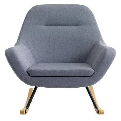 Light Blue Rocking Chair – Comfortable Upholstered Seat - myhomestore.com.pk