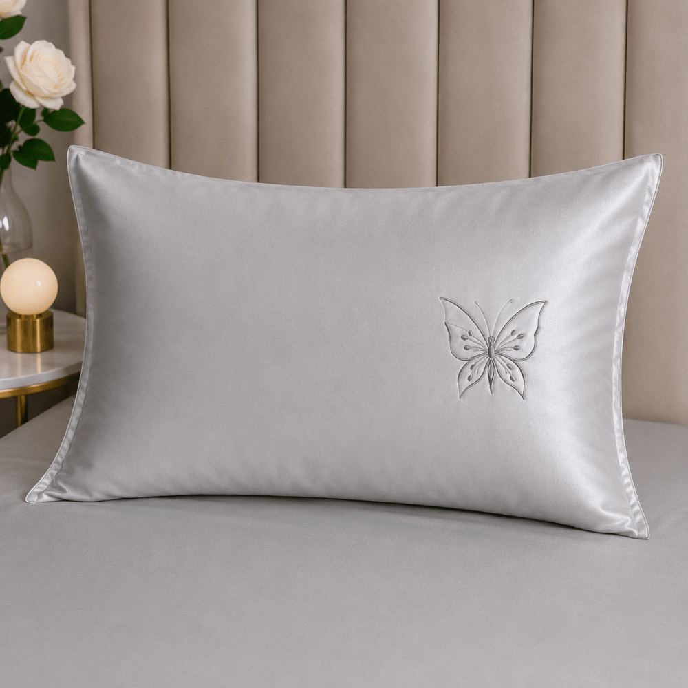 Light Grey Butterfly Embroidered Bedding Set - myhomestore.com.pk