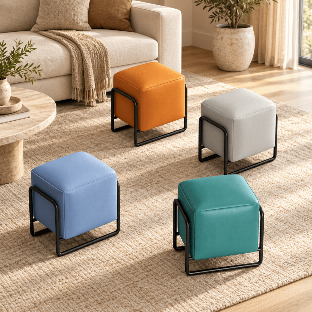 Living Room Light Luxury Sofa, Soft Leather Stool - myhomestore.com.pk
