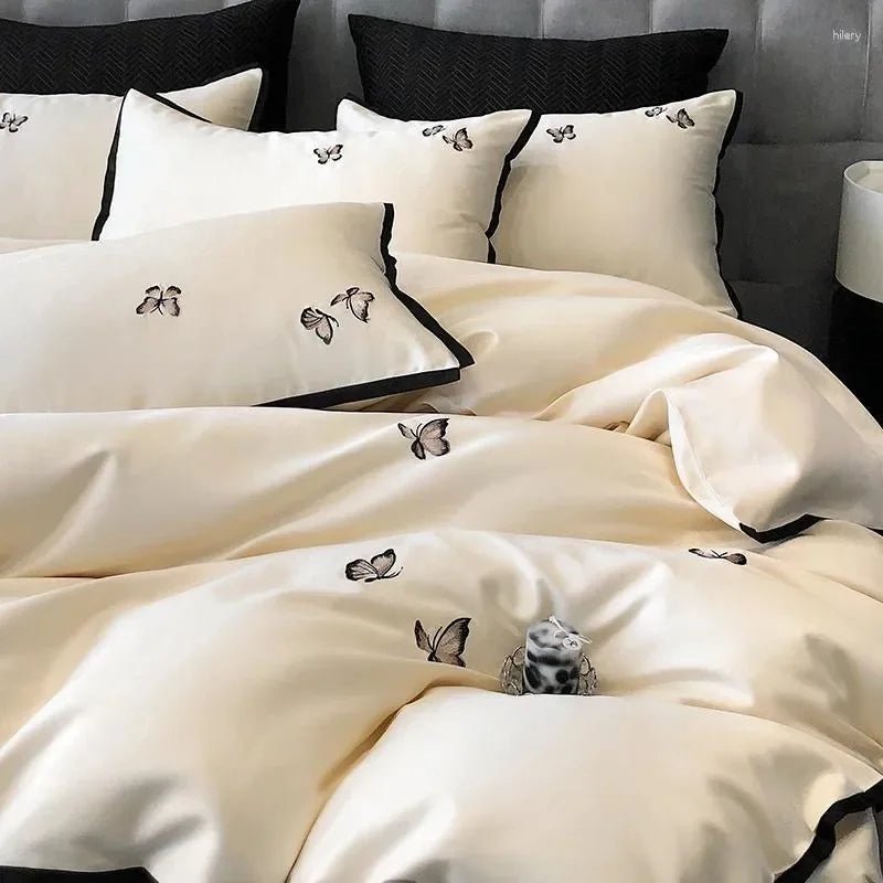 Luxury Butterfly Embroidery Duvet Set - myhomestore.com.pk