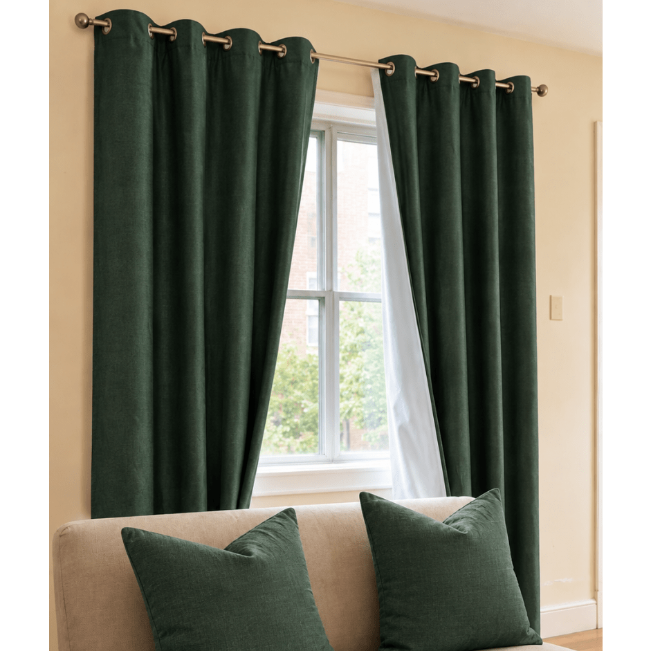 Luxury Cotton Curtains with Matching Cushion Covers – Eyelet Window Drapes Set - myhomestore.com.pk