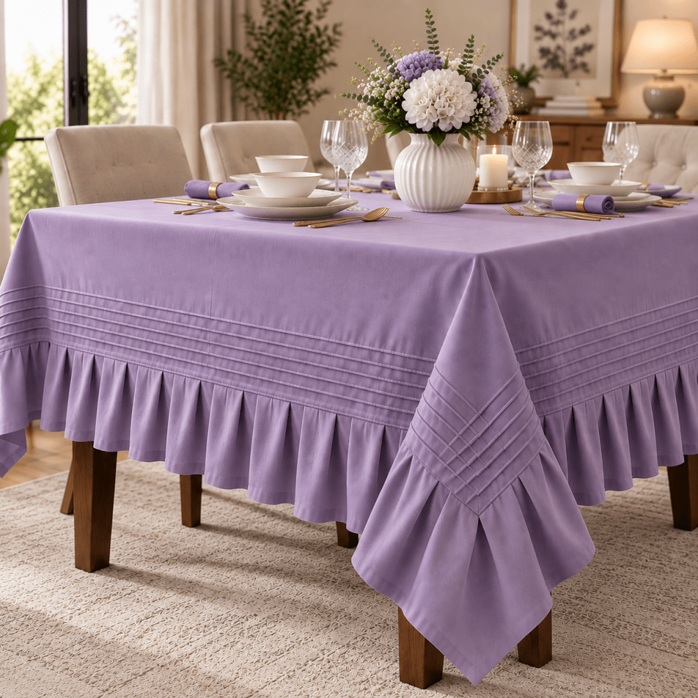 Luxury Dining Table Cloth | Pleated & Textured Design - myhomestore.com.pk