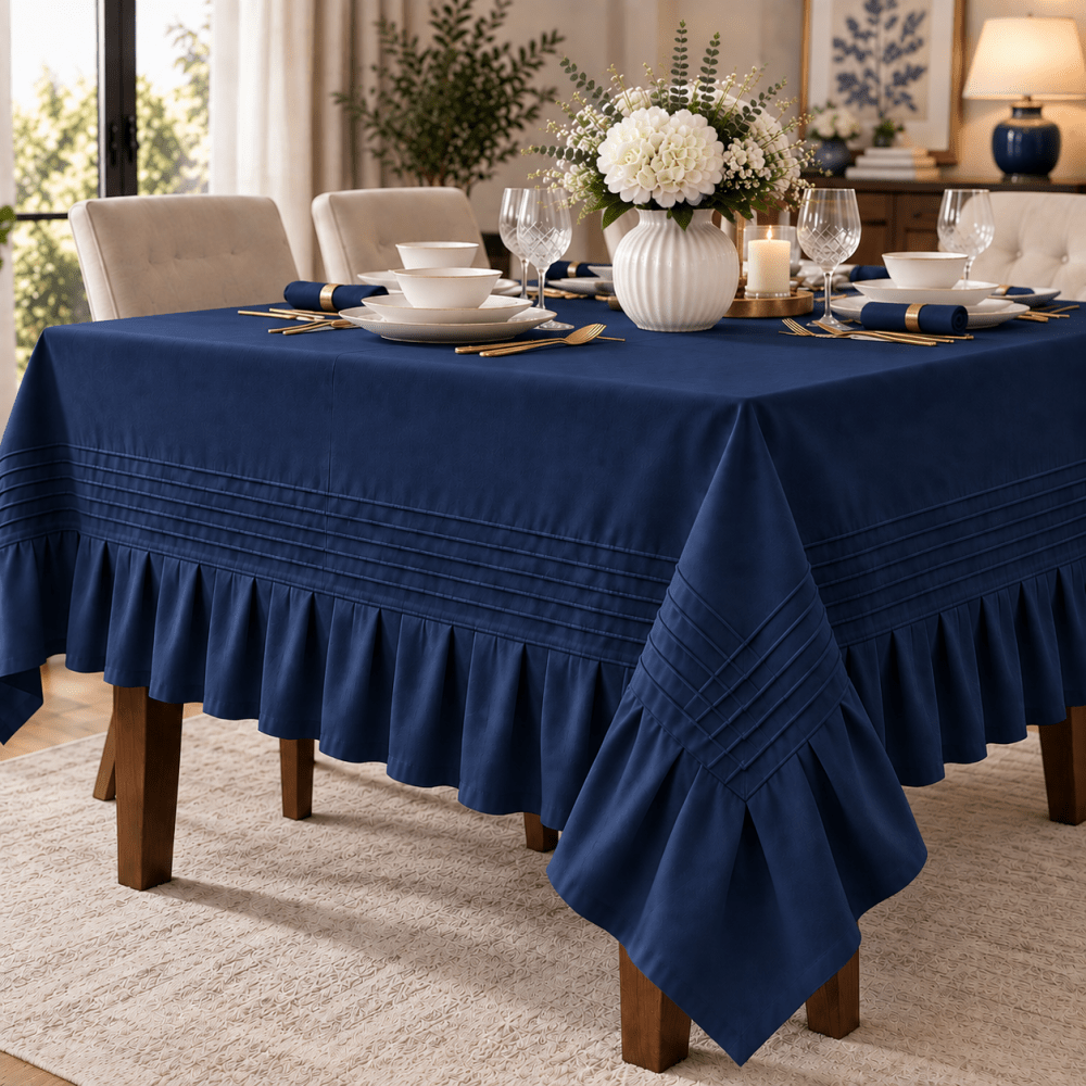 Luxury Dining Table Cloth | Pleated & Textured Design - myhomestore.com.pk
