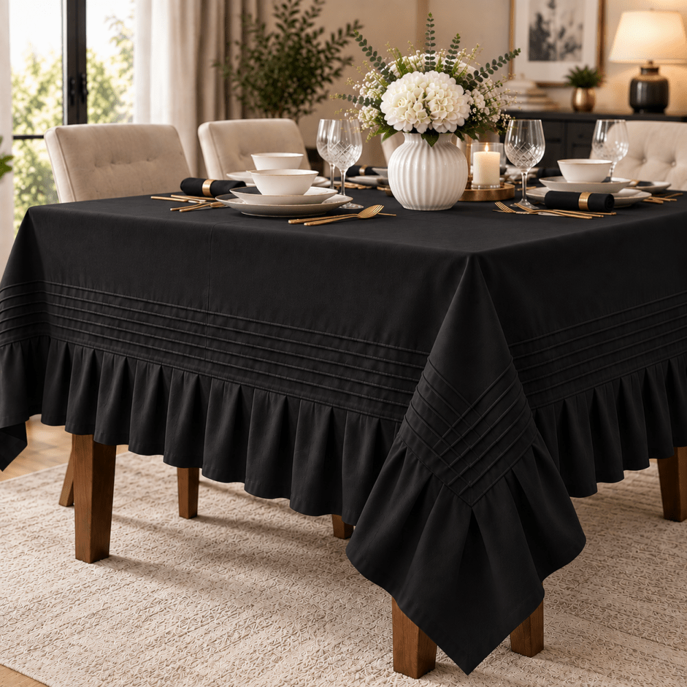 Luxury Dining Table Cloth | Pleated & Textured Design - myhomestore.com.pk