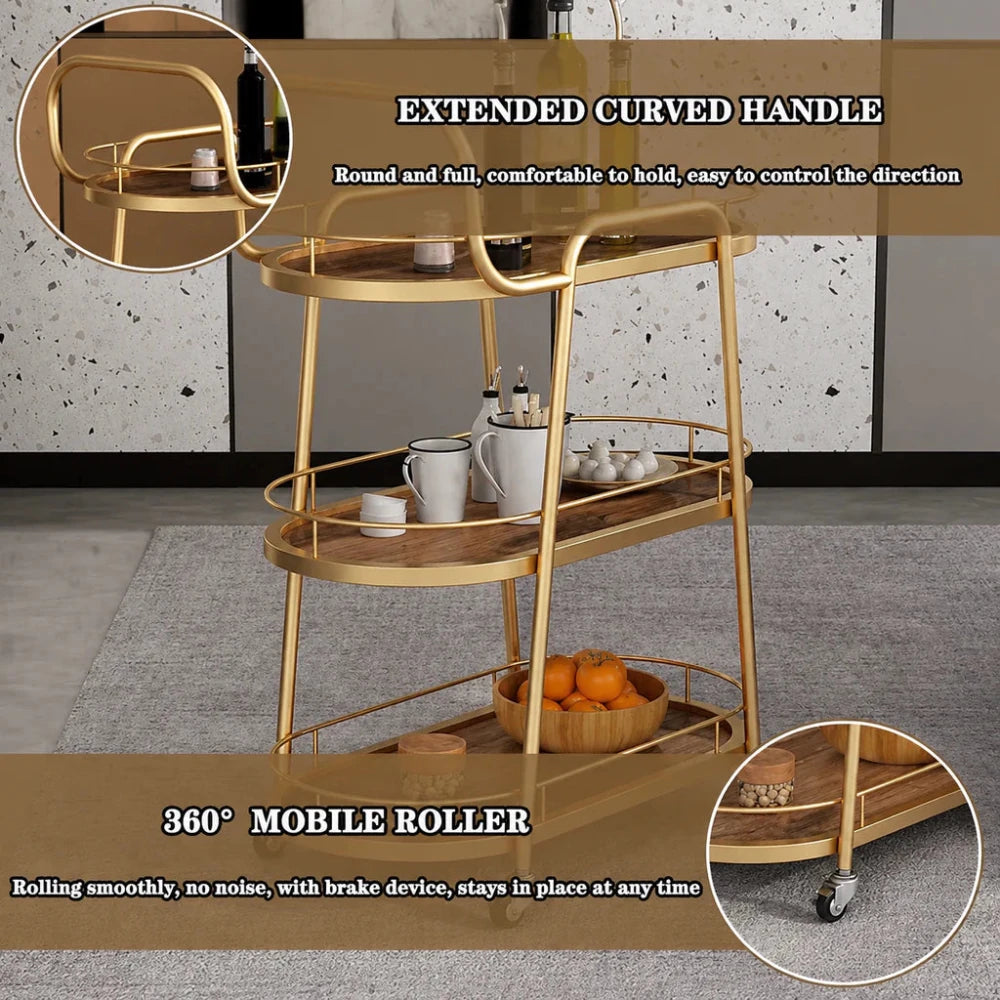 Luxury Gold Tea & Drink Serving Trolley - myhomestore.com.pk